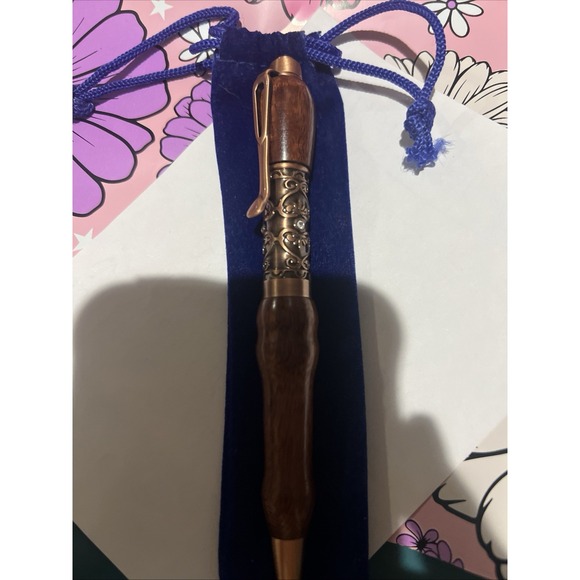 Handmade Artisan Ballpoint Twist Pen Wood/Antique Copper Finish Hardware w/ bag - Picture 4 of 8